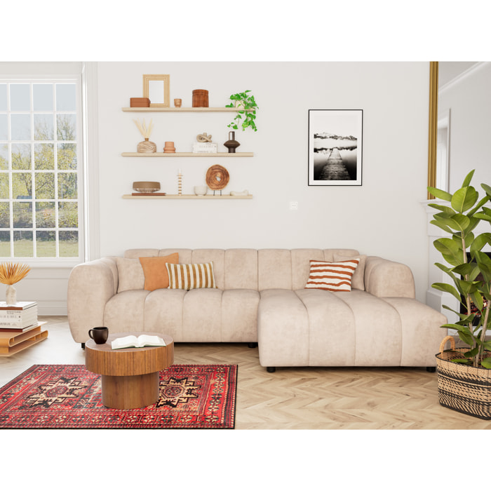 Curtis - canapé d'angle droit 4 places en simili - Beige