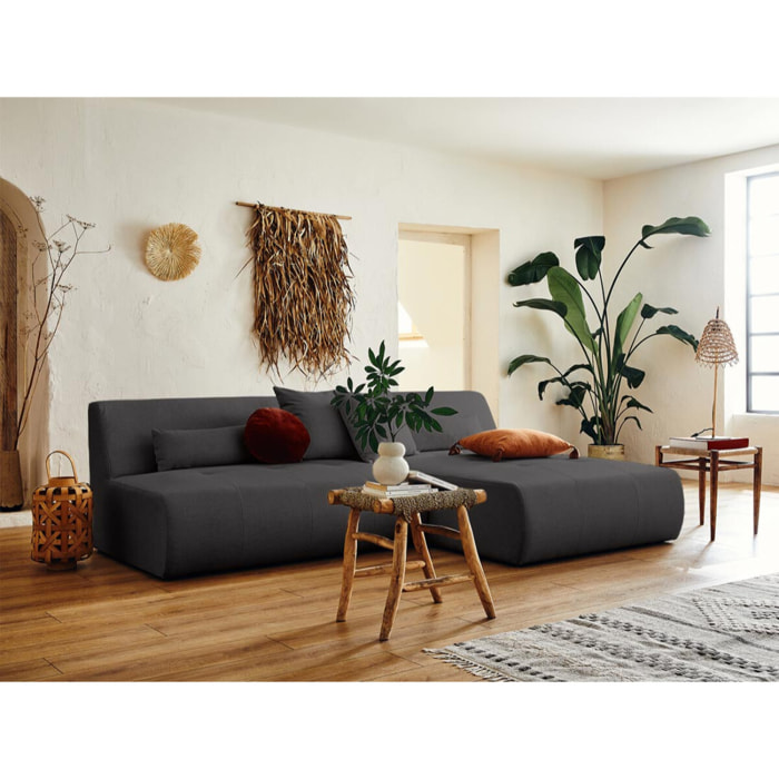 Onyx - canapé modulable d'angle réversible 4 places - en tissu - Gris foncé