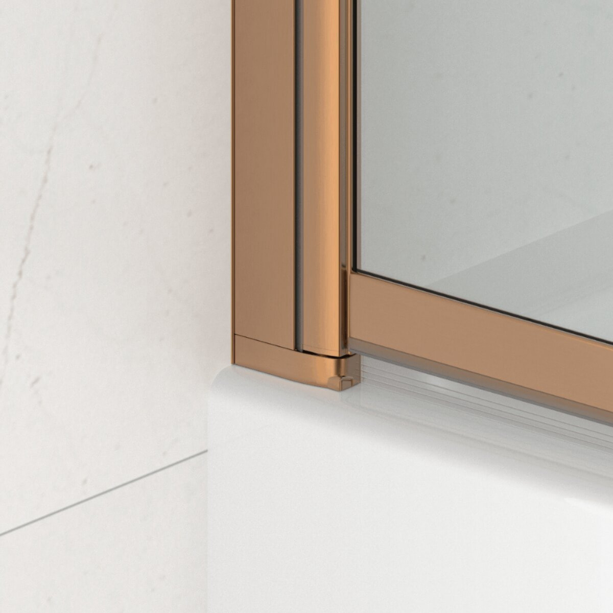 Swiss Aqua Technologies Vision 140x120 cm pare-baignoire coulissant en verre, traitement Easy Clean, or rose (SATVZVI120RG)