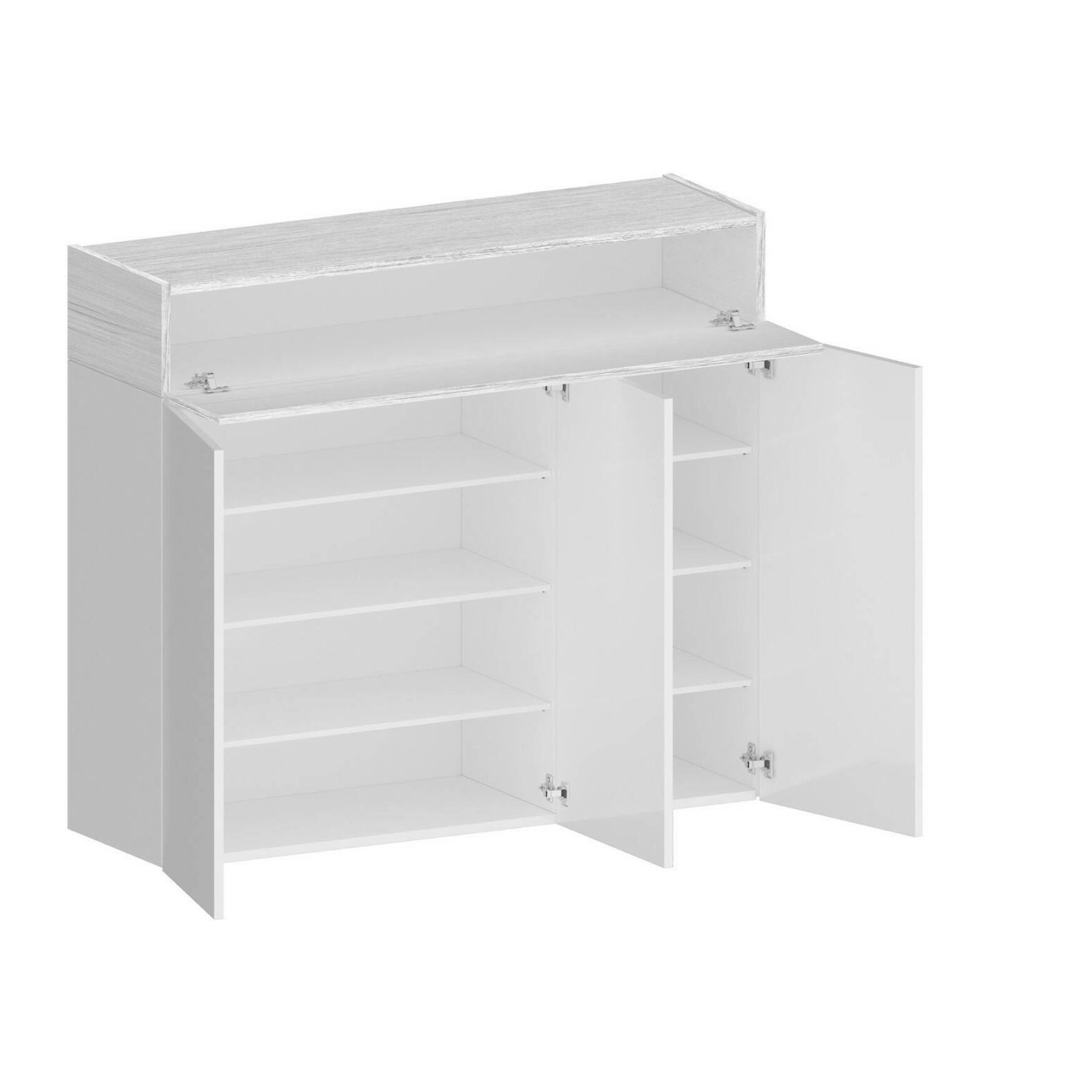 Scarpiera Griselda, Porta scarpe salvaspazio a 4 ante, Armadio multifunzione da ingresso, 114x38h100 cm, Bianco effetto larice