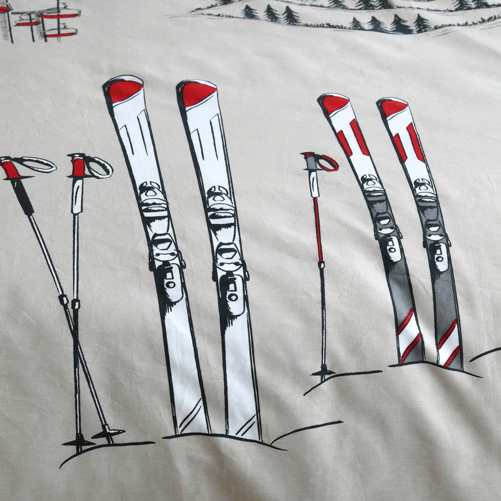 Parure de lit ski montagne - Naturel