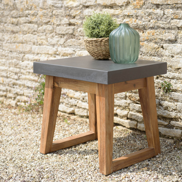 HANS - Table d'appoint rect. 50x40cm effet béton foncé pieds trapèze