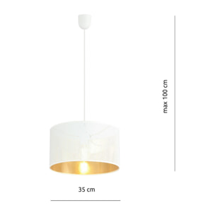 Lampada a sospensione Aston in acciaio bianco con interno dorato