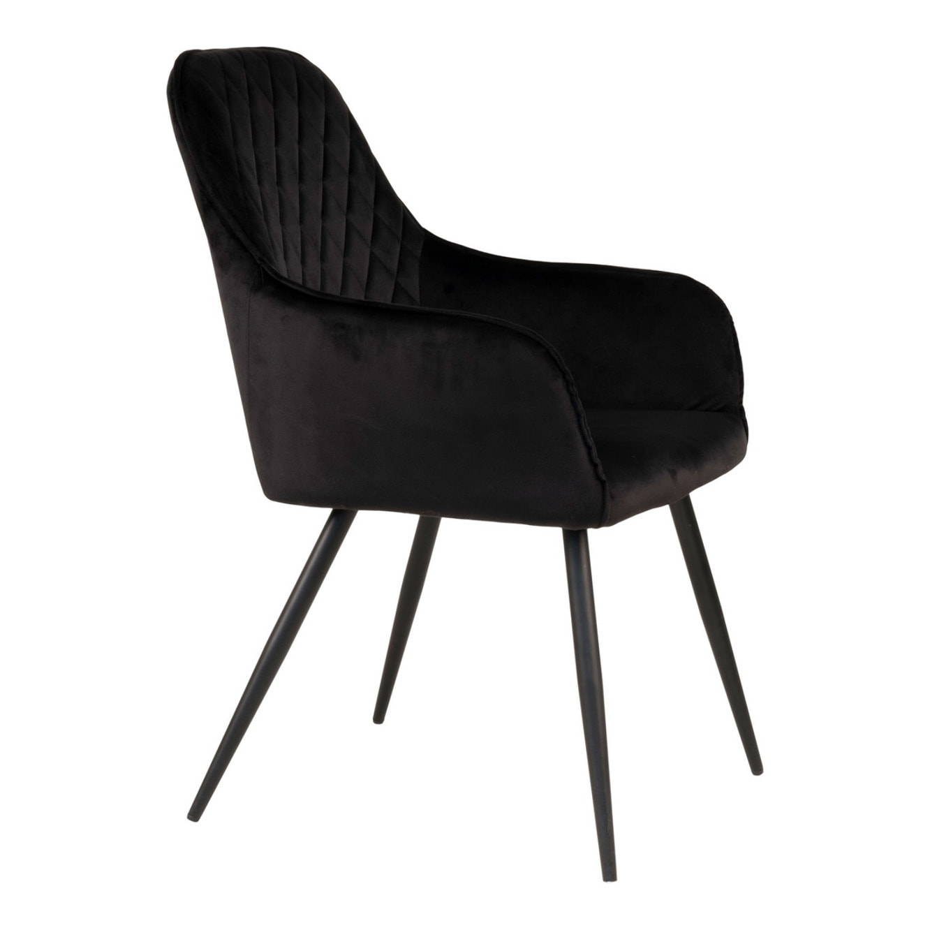 Set 2 sedie da pranzo Harbo con braccioli in velluto nero e gambe nere
