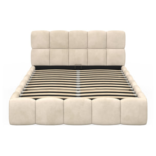 Lit coffre Bubble 140x190cm velours beige