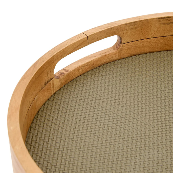 PLATEAU ROND PU BONIE KAKI X2