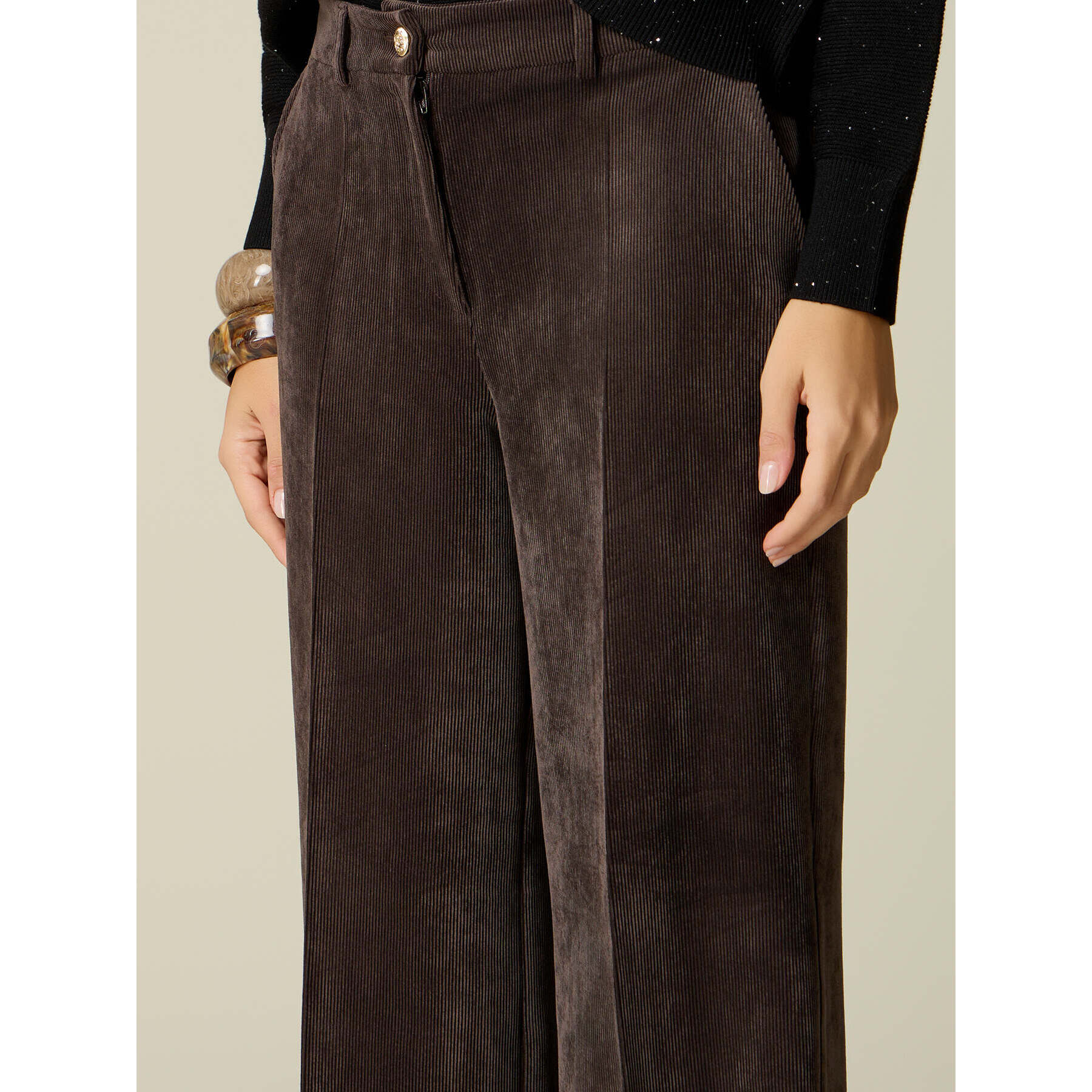 Oltre - Pantalones palazzo de pana - Marrón