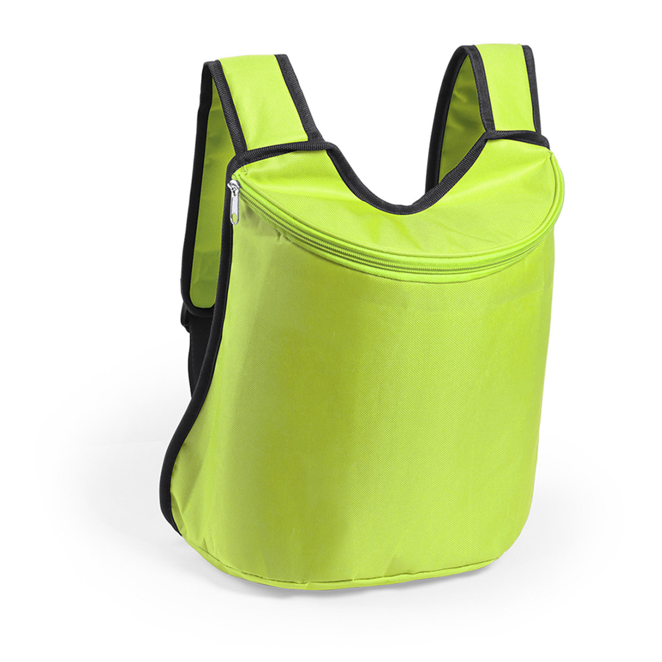 Zaino frigorifero Polys con chiusura a cerniera abbinata. Interno isotermico con finitura in alluminio e maniglie regolabili imbottite.