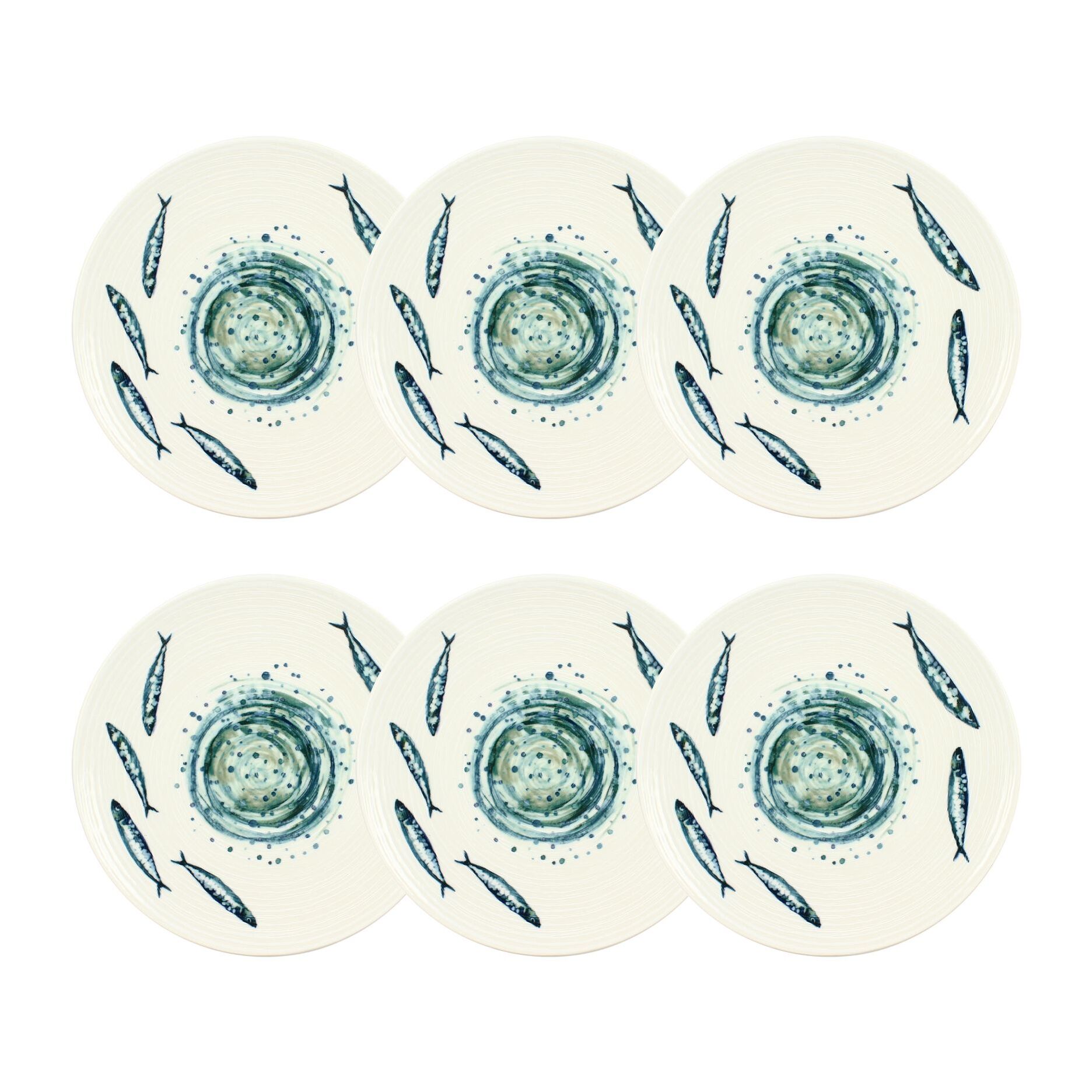 Lot de 6 assiettes plates 27cm SARDINE