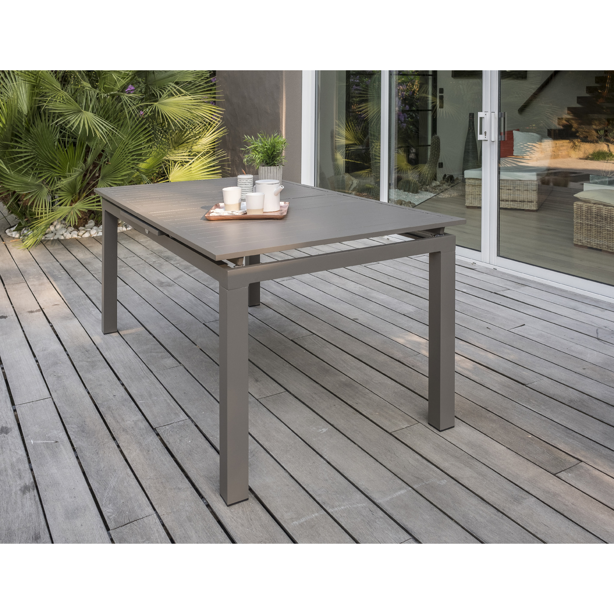 ZAHARA - Table de jardin 10 places en aluminium taupe