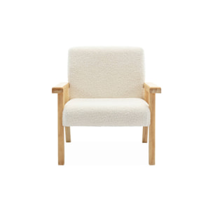 Fauteuil enfant en bois et tissu bouclette blanc. ISAK L 47 x P 43.5 x H 50cm