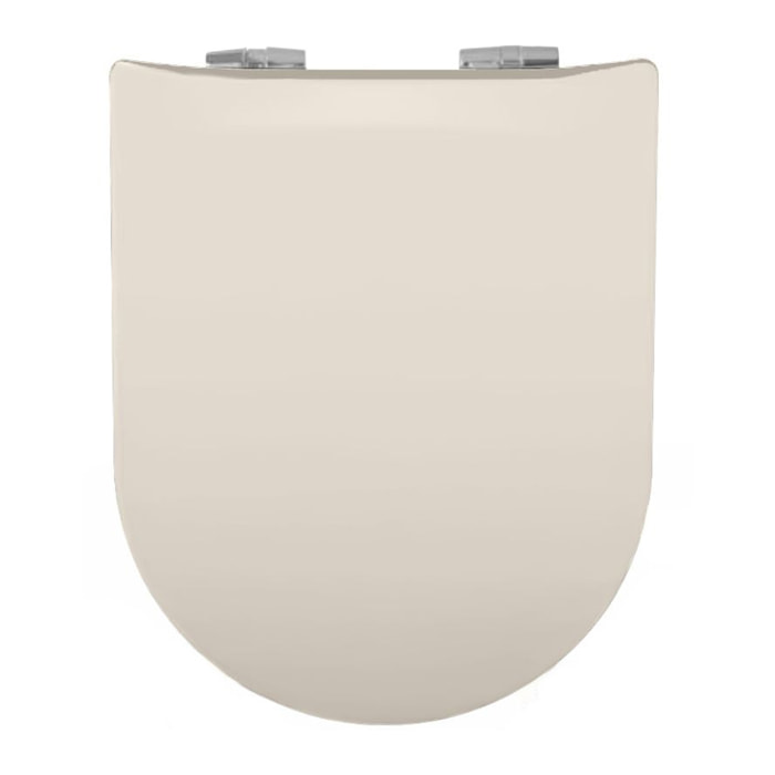 Abattant uni wood slim double avec descente assistée - Crème