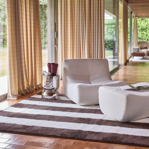 Tapis intérieur rayures marron et blanc PABLO