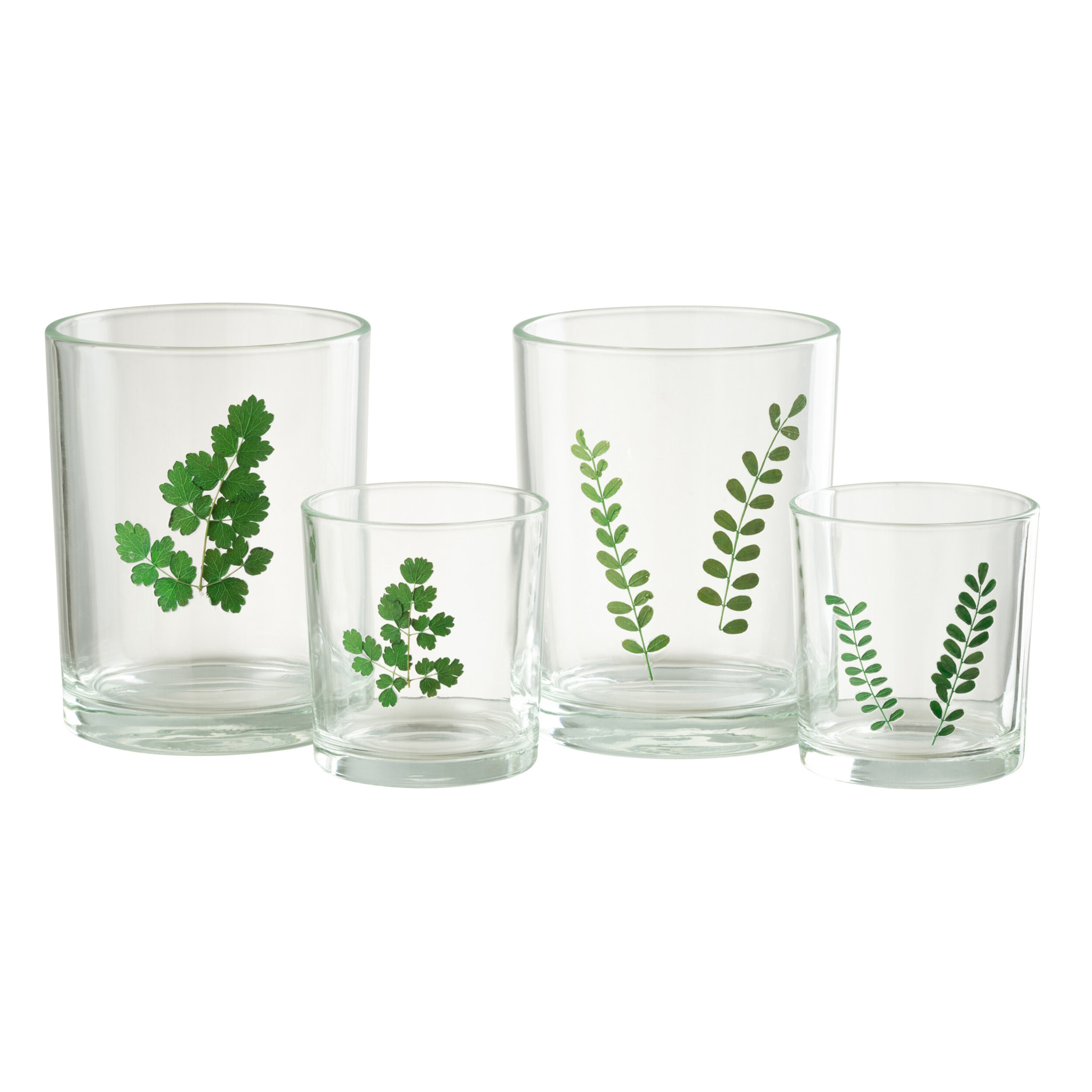 J-Line photophore Feuilles - verre - vert/transparent - 2 pcs