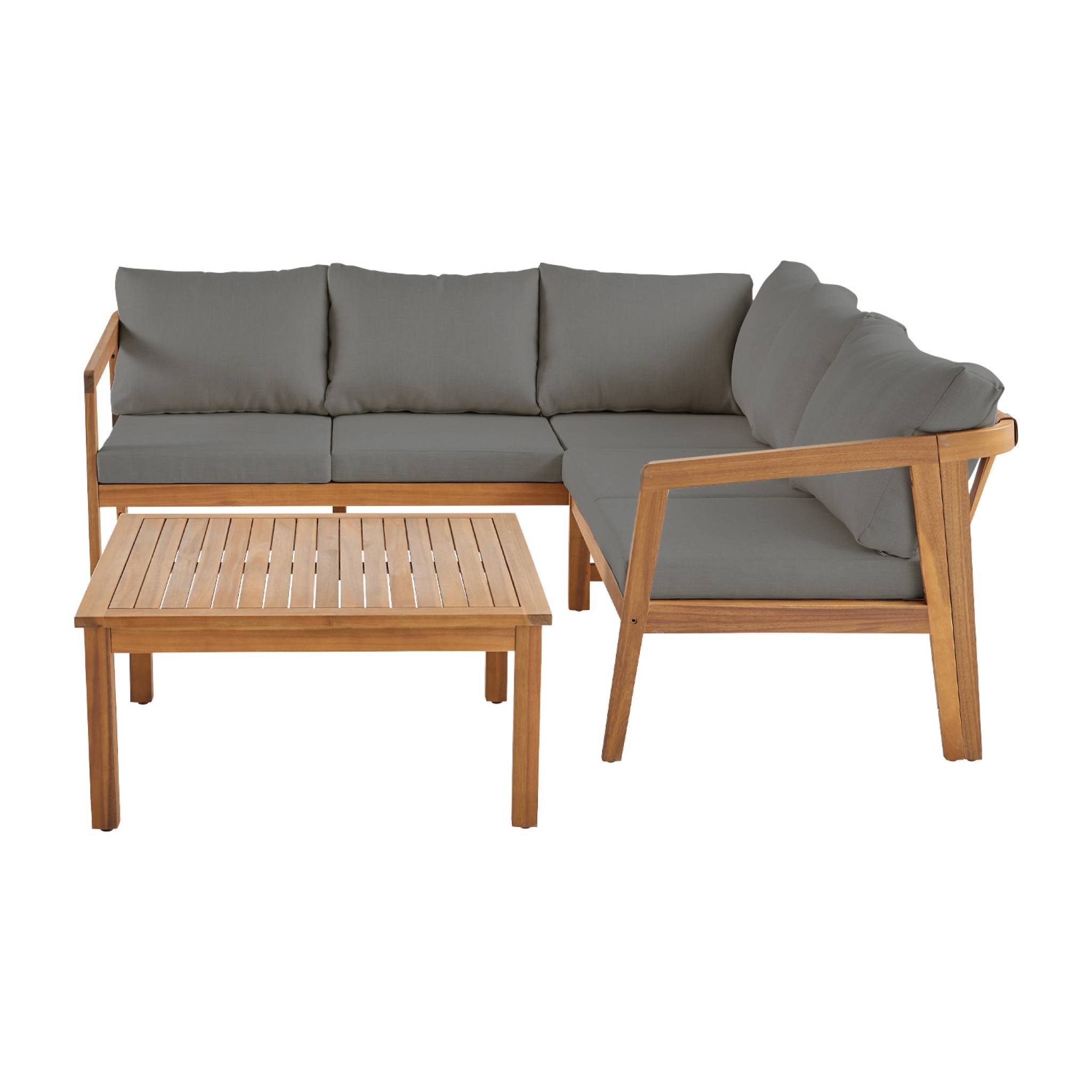 Salon de jardin d'angle bois d'acacia 5 places LOBERIA CORNER