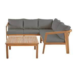 Salon de jardin d'angle bois d'acacia 5 places LOBERIA CORNER