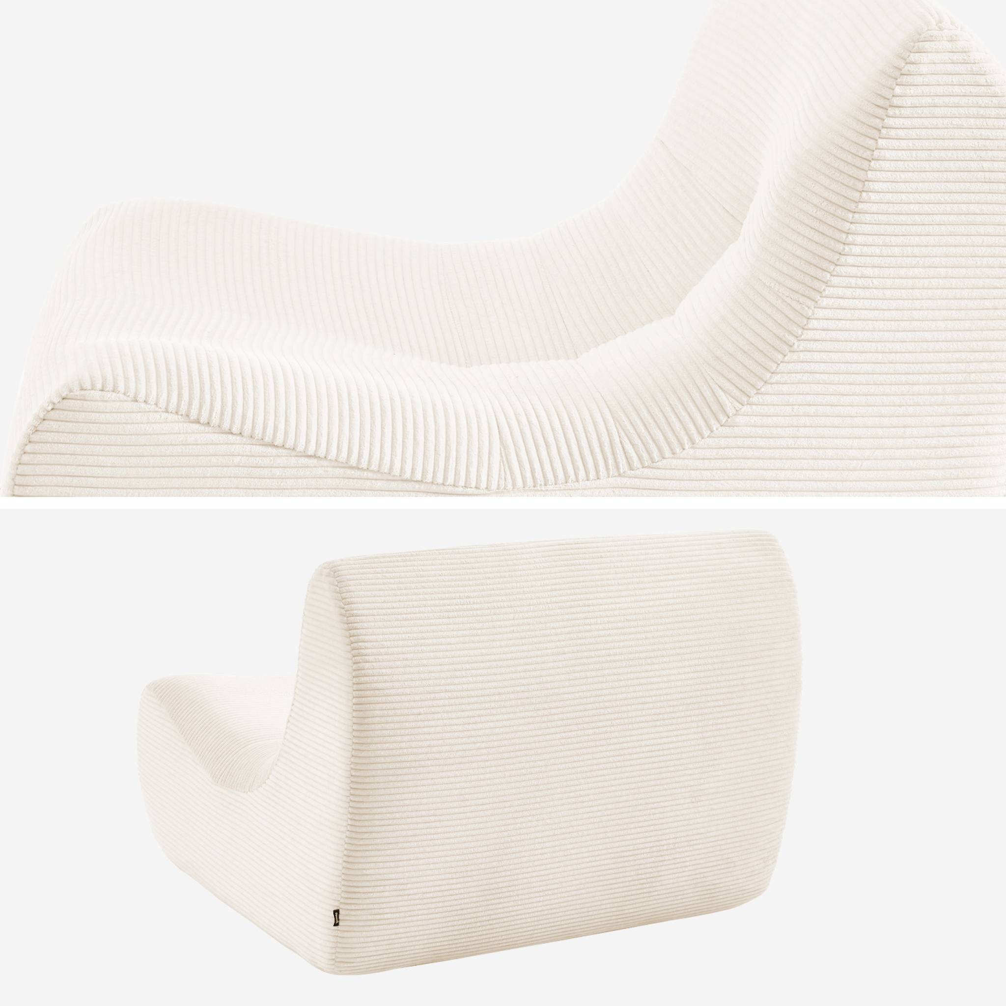 Chauffeuse velours côtelé 1 place crème L 91 x P 105 x H 72 cm - SOKOL