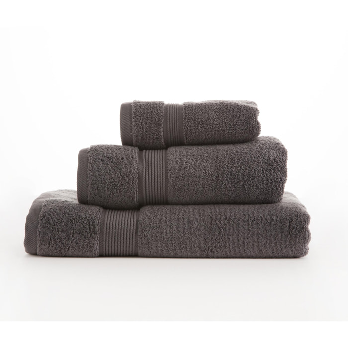 Set de 3 serviettes en coton organique 600 gr/m2 couleur Gris