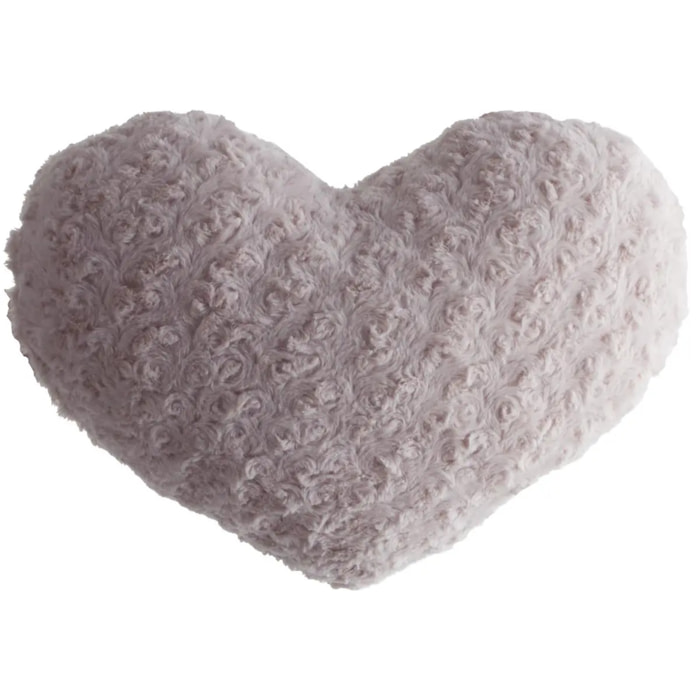 Coussin coeur bouclette rose 28x36cm