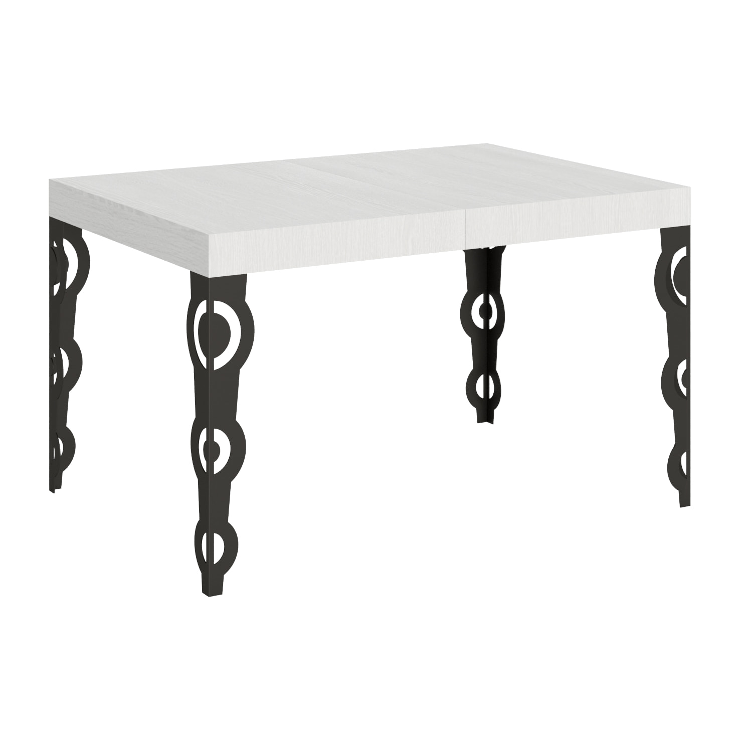 Table extensible 90x140/400 cm Karamay Frêne Blanc cadre Anthracite