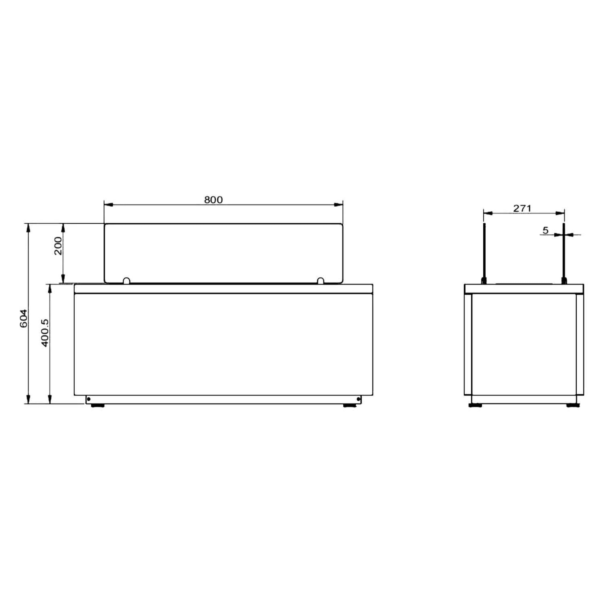 Caravaggio - Camino a bioetanolo da terra per interno ed esterno 100x40xH40 cm, colore bianco