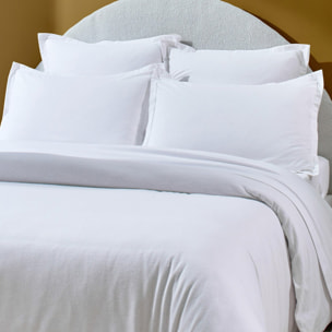 Taie d'oreiller 100% flanelle coton unie -blanc