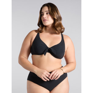 Fiorella Rubino - Bikini con fiocco e cristal tono su tono - Nero