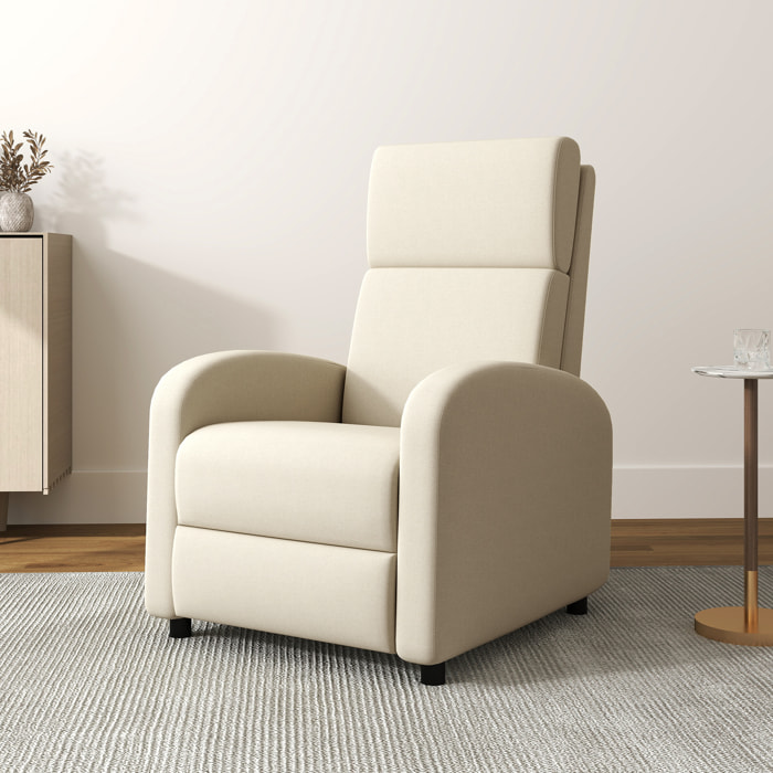 Fauteuil de relaxation inclinable réglable repose-pied tissu beige