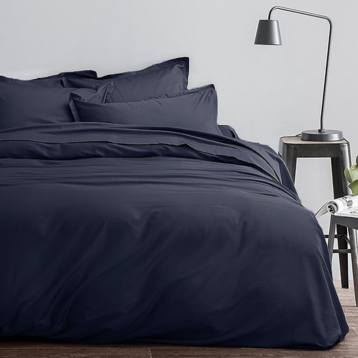 Drap Housse - Bonnet:30cm 100% satin Coton 70fils Indigo