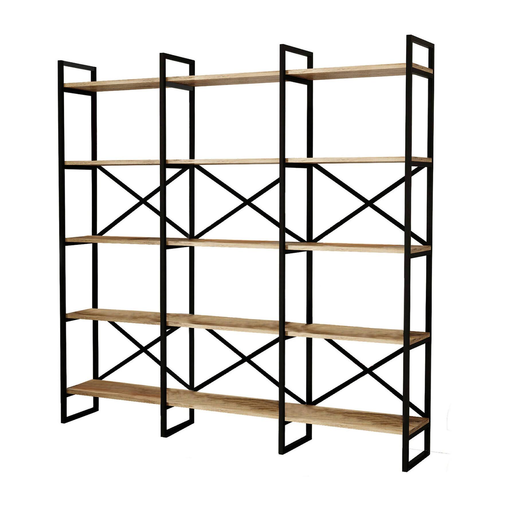 Libreria Dpezzott, Scaffale da ufficio, Mobile portalibri, Biblioteca, 170x30h175 cm, Quercia