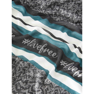 Fiorella Rubino - Foulard lungo con stampa e bordi sfrangiati - Nero