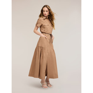 Motivi - Vestito chemisier lungo in misto cotone - Beige
