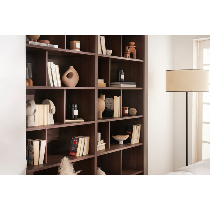 Bibliothèque design finition bois foncé noyer L92 cm EPURE