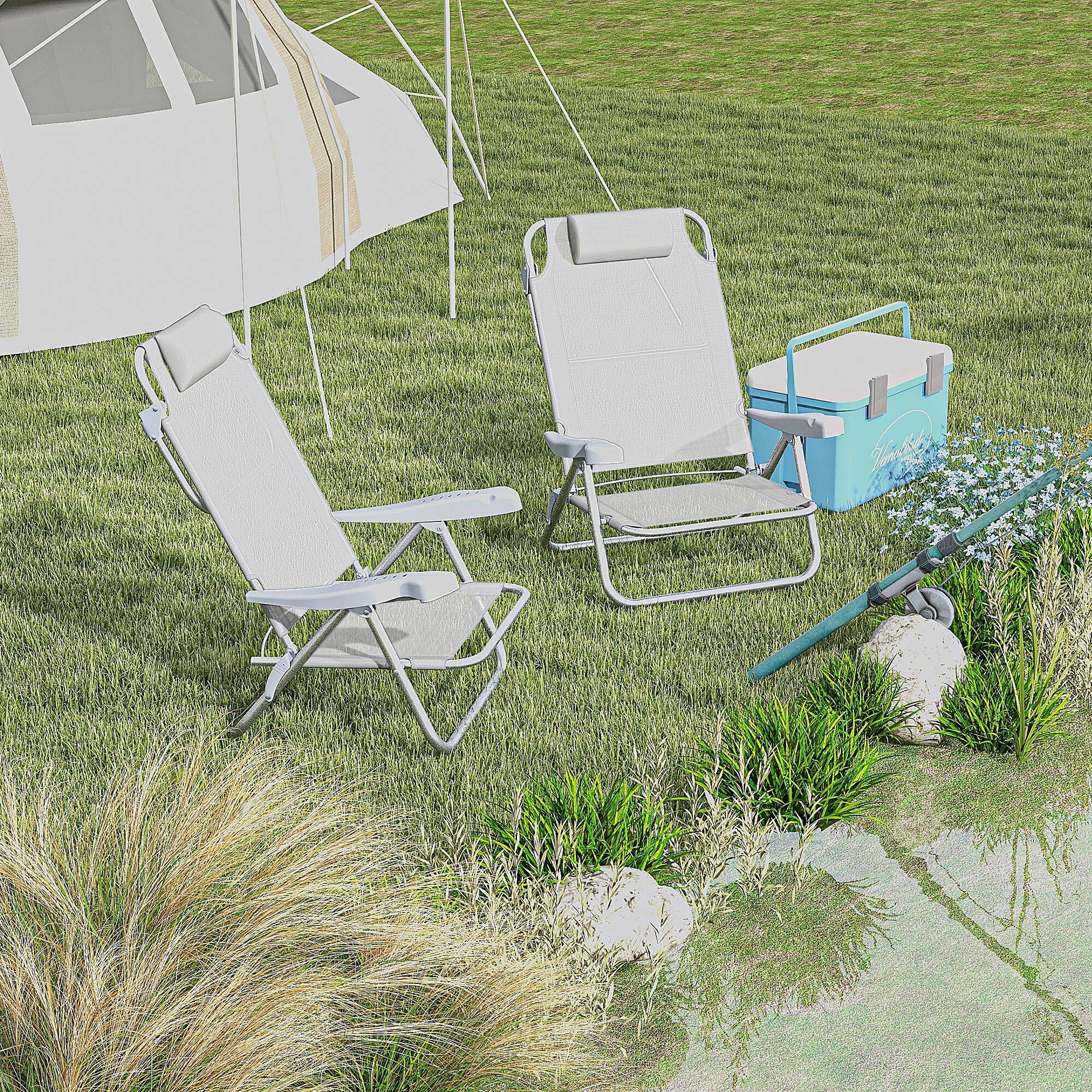 Lot de 2 chaises de jardin camping plage pliables tétière dossier inclinable 6 niv. alu. teslin bleu turquoise