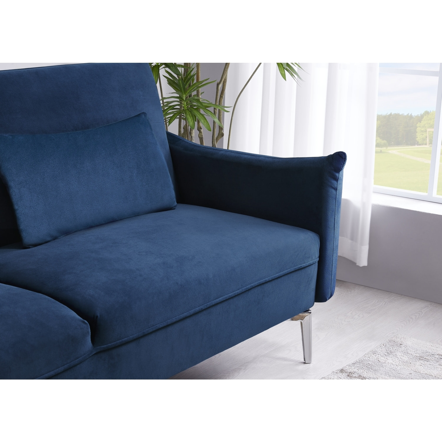 Canapé design convertible 3 places en velours bleu SALLY