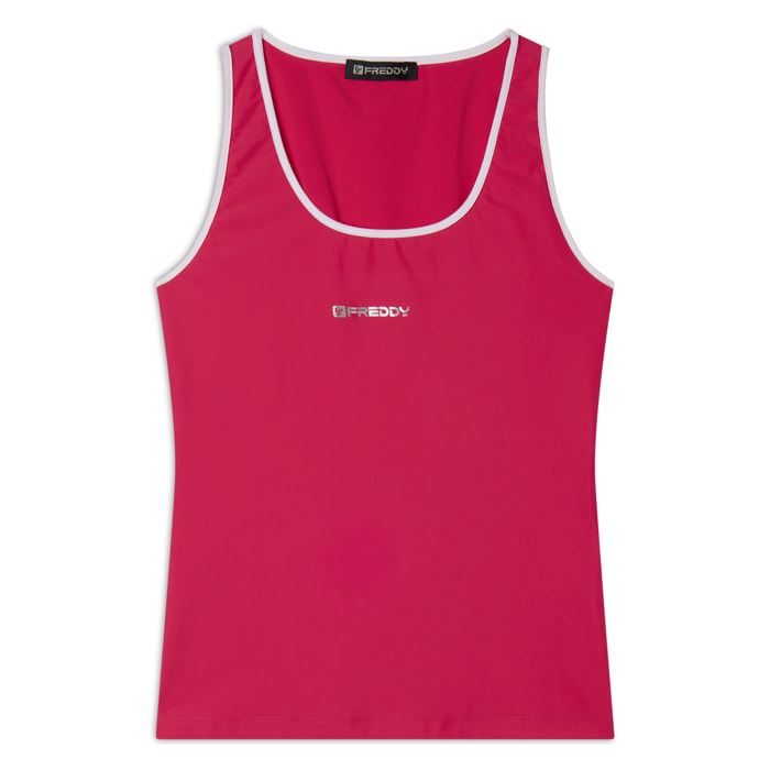 Canotta Slim in Tessuto tecnico con bordature a contrasto