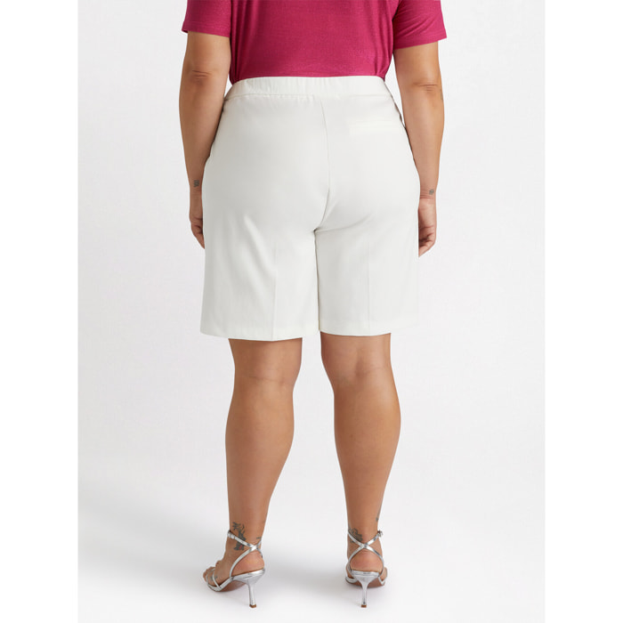 Fiorella Rubino - Pantalón bermuda de punto Milano - Blanco