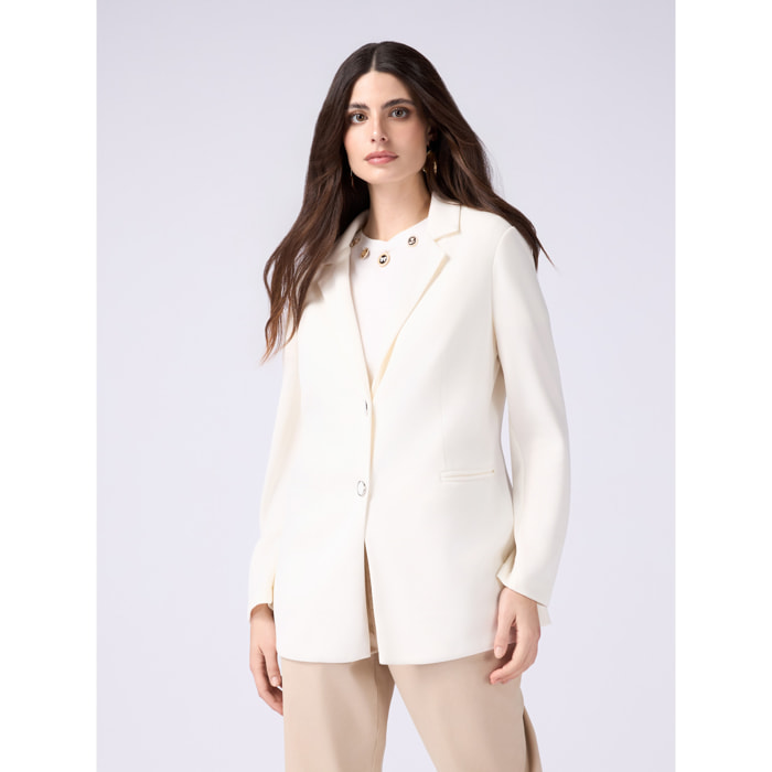 Oltre - Blazer in felpa soft touch - Bianco