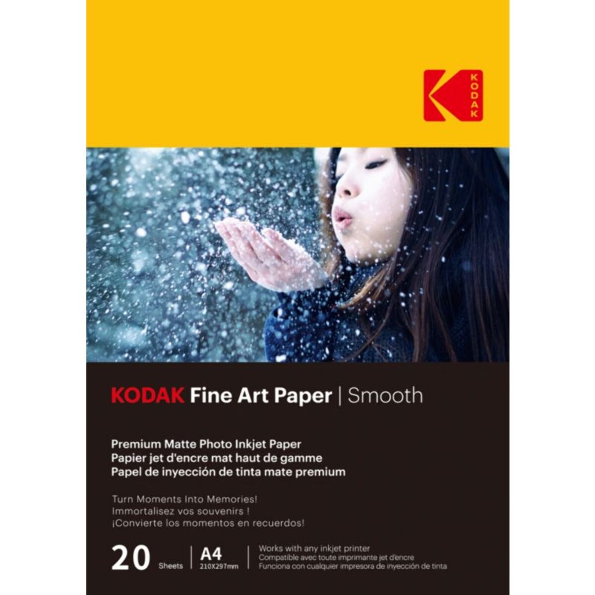 Papier photo instantané KODAK 20 feuilles A4 effet mate 230gsm