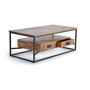 Mesa de centro - madera de mango y metal - 45x120x60cm