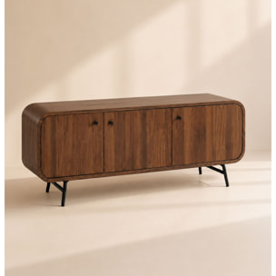 Meuble TV 3 portes effet bois marron OREE
