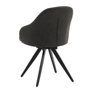 Set di 4 sedie girevoli COVENT in similpelle antracite e gambe in metallo nero, con braccioli