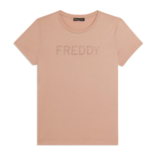 T-shirt manica corta con logo FREDDY in strass