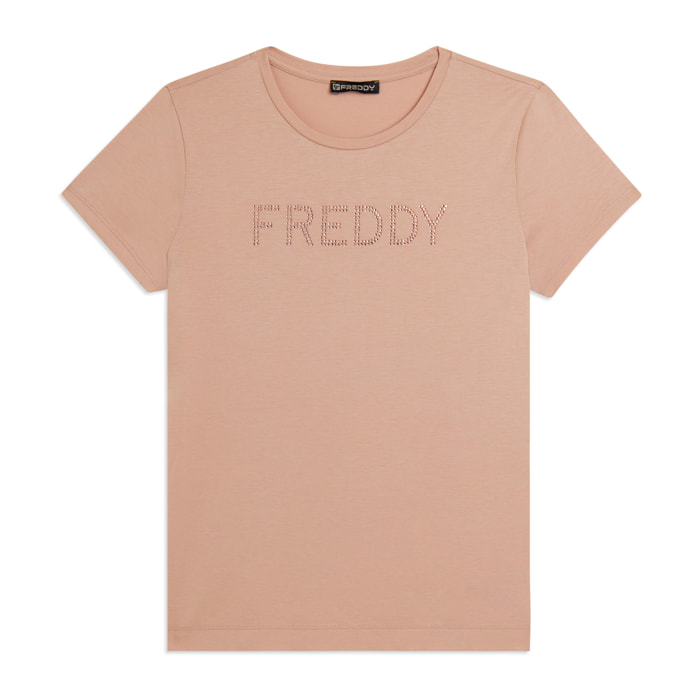 T-shirt manica corta con logo FREDDY in strass