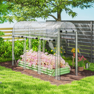 Invernadero de Exterior 3x1x2 m, Invernadero de Túnel con 8 Puertas Enrollables, Cubierta de Plástico y Marco de Acero Galvanizado, Anti-UV, Impermeable, para Cultivos, Transparente