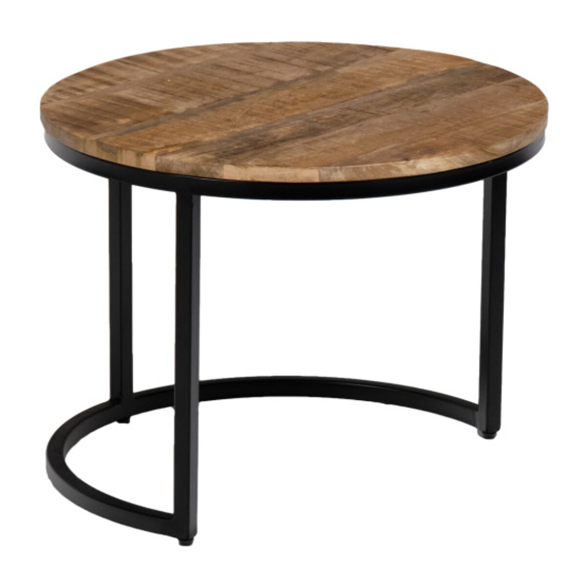 Tables basses rondes gigognes en bois de manguier et pieds métal - FUR