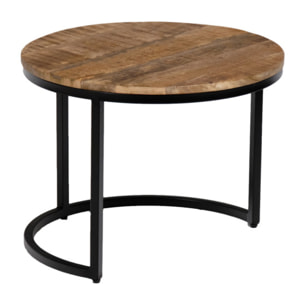 Tables basses rondes gigognes en bois de manguier et pieds métal - FUR