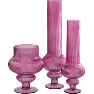 J-Line Vase Ada Cotelé - verre - fuchsia - large