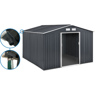 Abri de jardin métal - "Vegas"- 15 m² avec gouttière - Gris