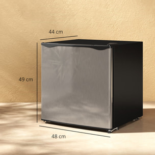 Mini Nevera Silenciosa 46 L Clase E Frigorífico Pequeño Nevera Pequeña con Temperatura Regulable y Puerta Reversible para Salón Habitación Oficina 48x44x49 cm Plata